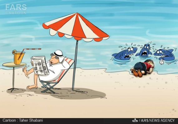 کاریکاتور/شگفتی‌جهان از بی‌تفاوتی عرب‌ها دربرابر رنج ملت‌سوریه!