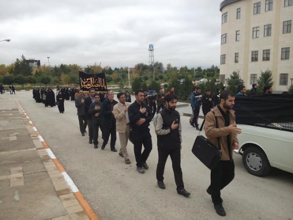 مراسم سوگواری و حرکت دسته عزاداری در دانشگاه آزاد همدان+تصاویر