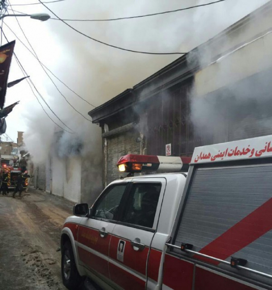 بازار همدان بازهم دچار حریق شد+تصاویر