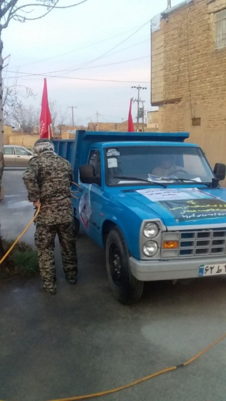 ضدعفونی‌روستای‌گنجینه‌توسط‌بسیجیان‌‌کنجینه