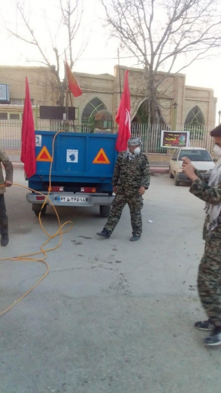 ضدعفونی‌روستای‌گنجینه‌توسط‌بسیجیان‌‌کنجینه