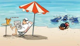 کاریکاتور/شگفتی‌جهان از بی‌تفاوتی عرب‌ها دربرابر رنج ملت‌سوریه!
