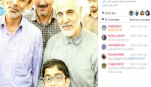 حاج قاسم سلیمانی و فرزند شهید مدافع حرم در کنار هم+عکس