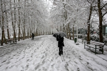 بارش برف در همدان