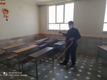 ضدعفونی مدارس و آموزشگاه ها توسط بسیجیان همدانی