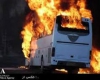 یک دستگاه اتوبوس در همدان آتش گرفت